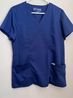Grays Anatomy Blue Scrub Top Large